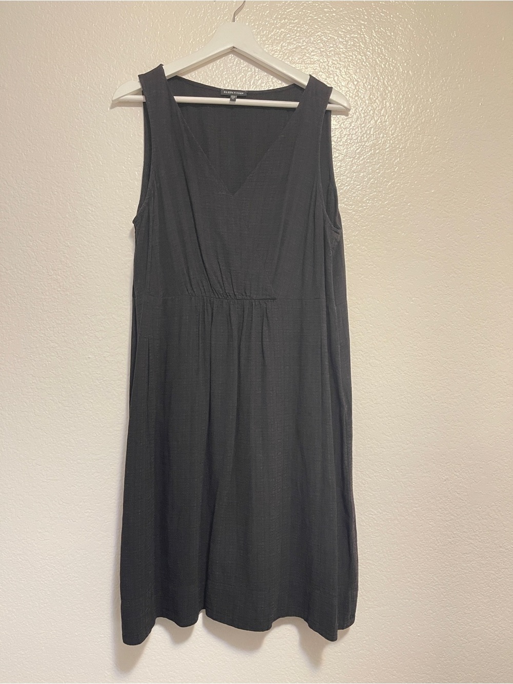 Eileen Fisher Black Sleeveless V-Neck Midi Dress